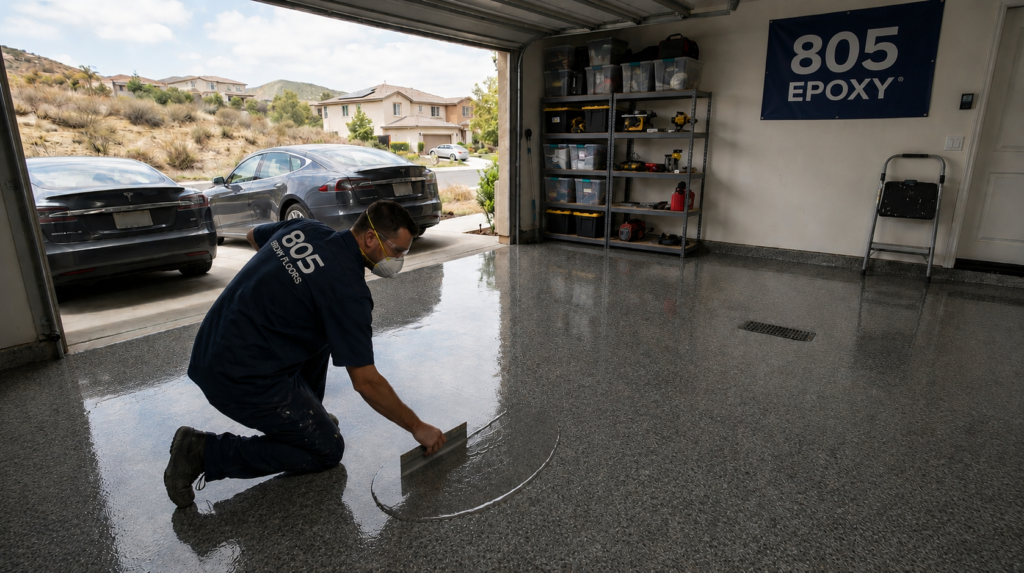 Professional epoxy floor coating installation in Ventura, CA